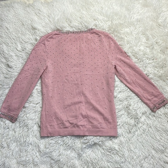 Boden Jeweled Neckline Pearl Studded Sweater - Picture 2 of 12